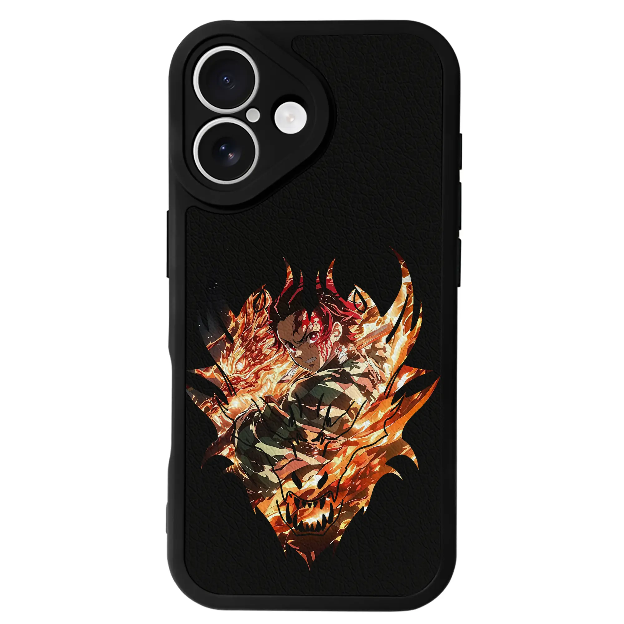 鬼滅の刃 グッズ,竈門 炭治郎 - IPhone 16シリーズ対応 ・ シリコンスマホケース ・ レザー調 ・ 高精度フィット ・ 耐衝撃 ・ ワイヤレス充電対応 ・ 精密カット